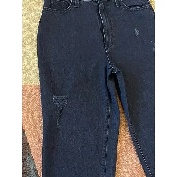 New Universal Thread Vintage Straight Jeans Women's 8/29R Black Distressed - Picture 5 of 8